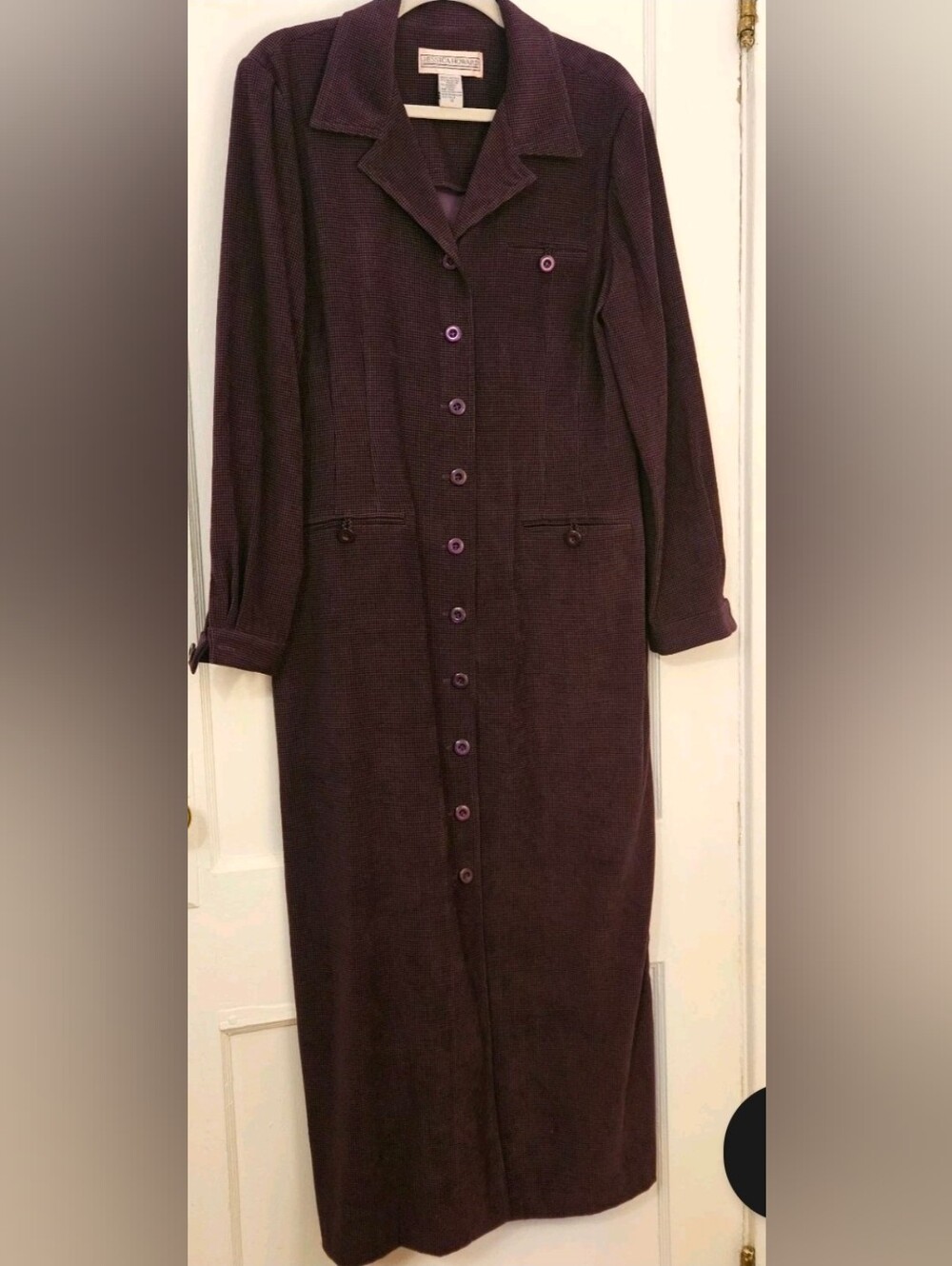 Jessica Howard Houndstooth Coat Dress in Purple & Size 14 Like New